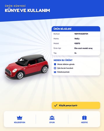 Welly Çek Bırak Mini Cooper SE 43870