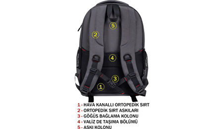 Dada 01 Orta-Lise-Üniversite & Günlük Okul Sırt Çantası Su Geçirmez Kumaş Darbe Emici Koruma 15,6 In