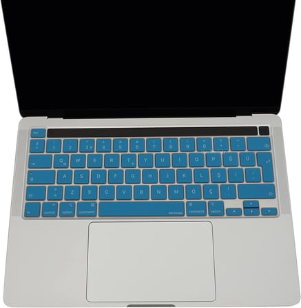 MacBook Pro Türkçe Q Klavye Koruyucu EU UK ISO Enter A2338 M1 M2 A2251 A2289 A2141 Uyumlu İnce Siyah Silikon Keyboard Cover Touch Bar 13 inç 16 inç Açık Mavi