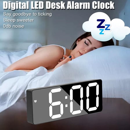 Çalar Saat, LED Ekran, Dijital Ayna, Pilli, Çift Amaçlı, Erteleme, Gece Modası, Yatak Odası ve Ofis İçin Uygun (Beyaz), Universel, SFM550