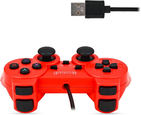 Kontorland Kablolu PC Gamepad – D-Input &amp; X-Input Destekli Çift Titreşimli USB Oyun Kolu (Kırmızı)