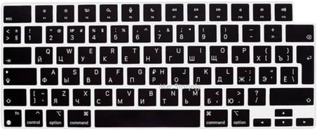 MacBook Rusça Klavye Koruyucu UK ISO Ters L Enter M1-M5 | A2681 A3113 A3240 A3449 A2941 A3241 A2442 A2779 A2992 A2485 A2991 | Russian Keyboard Cover Touch ID Siyah