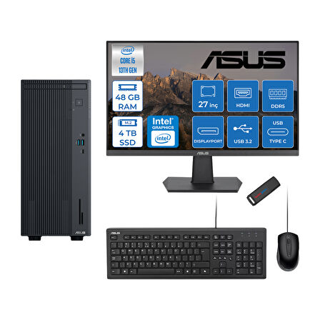 Asus Expertcenter P500MV Intel Core I5-13420H 48GB Ddr5 4tb SSD Freedos 100Hz 27" IPS Mon. Minitower Masaüstübilgisayar WC5136216512B0DF20+ZETTAUSBBELLEK