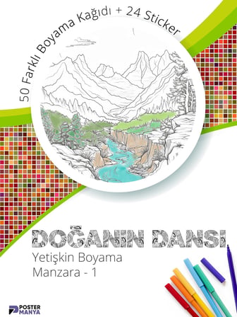 Doğanın Dansı Yetişkin Boyama Kitabı, Manzara Mandala Boyama Kitabı, Doğa Temalı Boyama Defter, Yetişkinler İçin Boyama Seti