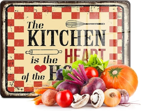 Cam Kesme Tahtası ve Sunumluk My Kitchen Heart Desenli 30x40 Cm