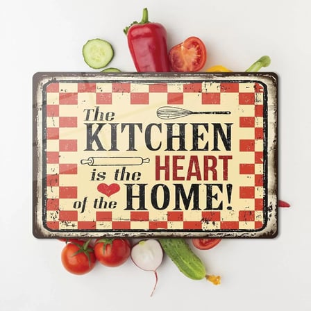 Cam Kesme Tahtası ve Sunumluk My Kitchen Heart Desenli 30x40 Cm