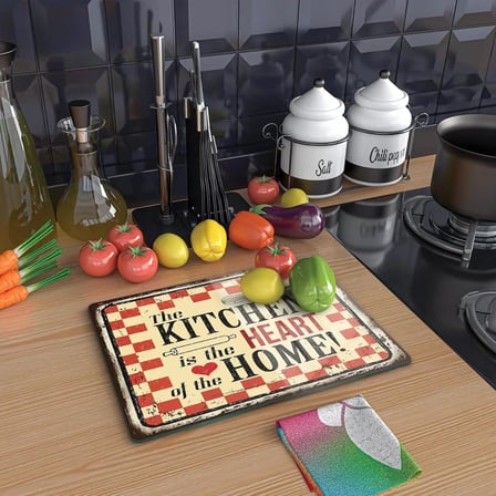 Cam Kesme Tahtası ve Sunumluk My Kitchen Heart Desenli 30x40 Cm