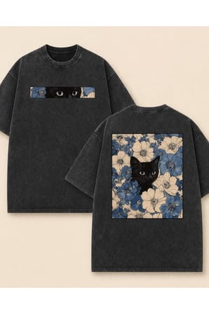 Flower Cat Y2K Unisex Yıkamalı Vintage T-shirt