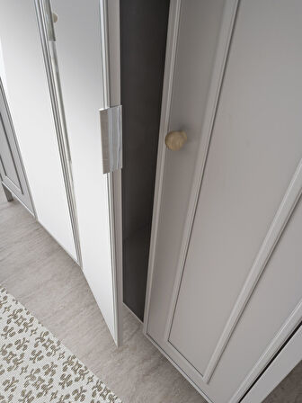 Yakamoz Sis Gri 4 Kapaklı Elbise Dolabı Gardırop 173x56x201cm