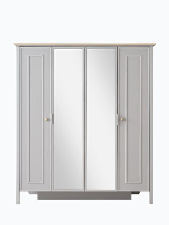 Yakamoz Sis Gri 4 Kapaklı Elbise Dolabı Gardırop 173x56x201cm