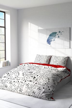 %100 Pamuk Saten Çift Kişilik Nevresim Takımı Catsy, MONOHOME38878