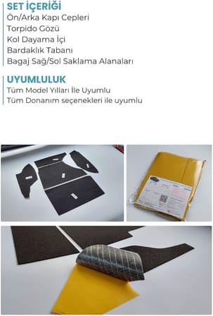 Nissan Qashqai J12 Konfor Seti̇ Eşya Saklama Cepleri İçin Hazır Kumaş Kaplama Ses Giderici İzolasyon Amaçlı Set