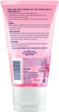 Aqua Rose Organik Gül Suyu İçeren Makyaj Temizleme Jeli 150 ml, Nemlendirici, Canlandırıcı