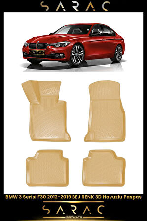 Bmw 3 Serisi F30 2014 Model Bej Araca Özel 3d Havuzlu Paspas