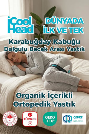 Ortopedik Bacak Arası ve Diz Arası Yastık – Doğal Karabuğday Kabuğu Dolgulu, Nefes Alan OEKO TEX Sertifikalı Kumaş, Yan Yatanlar ve Hamileler İçin Uyku Desteği