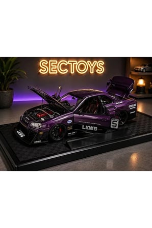 Nissan Skyline LBWK Diecast Model Araba Super Silhouette Nissan Skyline GTR Diecast Model Araba