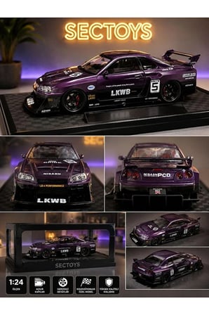 Nissan Skyline LBWK Diecast Model Araba Super Silhouette Nissan Skyline GTR Diecast Model Araba