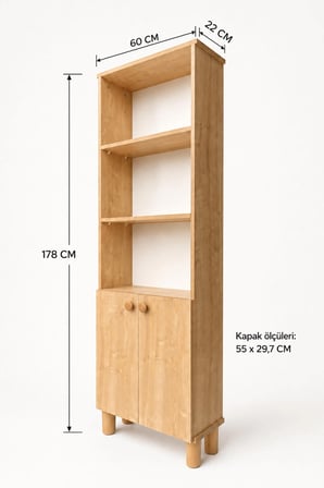 2 Kapaklı Kitaplık, Raflı, Şık Tasarım