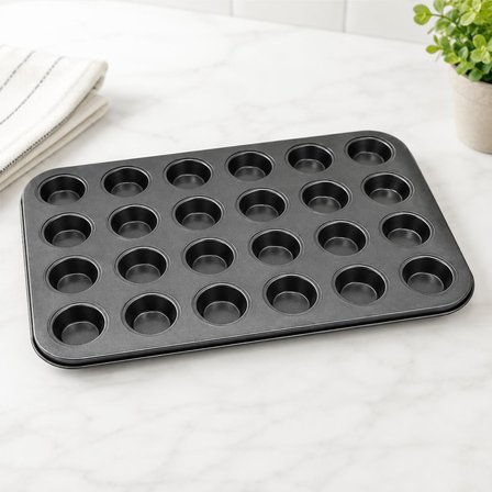 Mini Muffin Kalıbı 24 Gözlü – Yapışmaz Non Stick Mini Tart ve Cupcake Tepsisi – Karbon Çelik Fırın Kalıbı – Kek, Kurabiye ve Tatlı Yapımı İçin