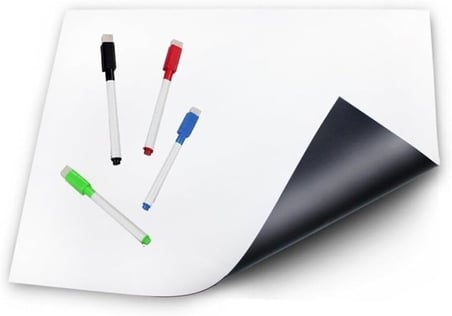 Dünya Magnet Magnetli Kalemli Buzdolabı Notluk 35X50 Cm, Manyetik Not Panosu, Yazı Tahtası, Planlayıcı 4 Kalem