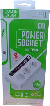 4.2a Usb'li Akıllı 3'lü Priz Zaman Ayarlı 5 Usb 2 Metre Uzatma Kablolu