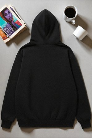 Unisex Uyuyan Kedi Baskılı kapüşonlu Sweatshirt