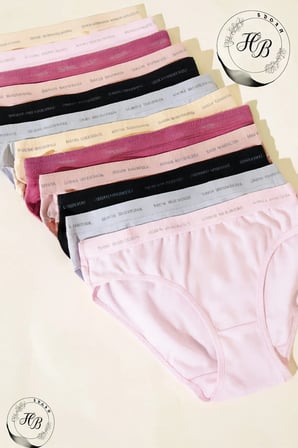 Kadın Cotton Bikini 12'li Paket 0592 Nefes Alan Dokulu Kumaş (Tutku Bikini Modeli)