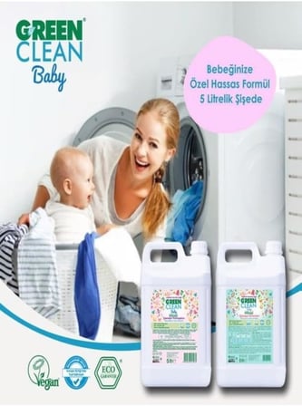 Green Clean Baby Çamaşır Deterjanı Ve Çamaşır Yumuşatıcı 2' Li Set 5 L
