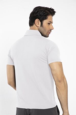 Crozwise Waffle - Erkek Beyaz Polo Yaka Spor T-shirt - 7129-08