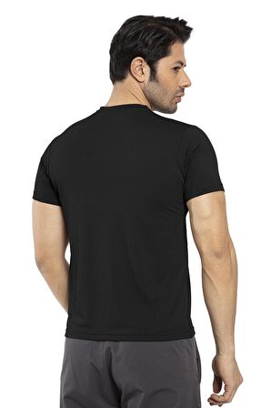 Crozwise Waffle - Erkek Siyah V Yaka Spor T-shirt - 7130-10