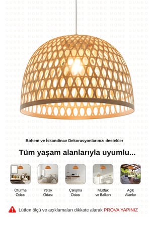 Gottorp Avize 45Cm- İskandinav, Modern, Bohem, Rattan Avize, Aydınlatma