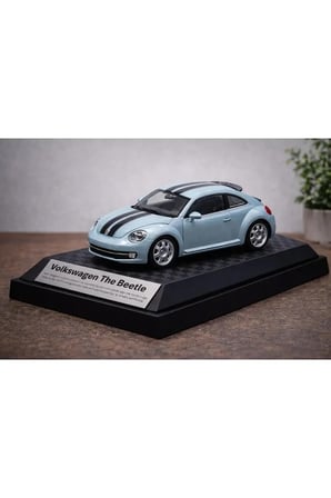 Wolkswagen Beetle Mavi Diecast Model Araba VosVos Model Araba Açılan Kapılar 1:26 Ölçek Özel Standlı