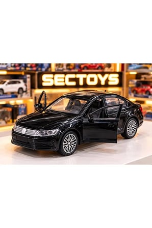Volkswagen Passat B8 Diecast Model Araba Sesli Işıklı Siyah Passat Diecast Model Araba 14CM