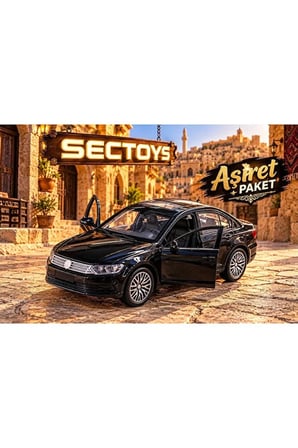 Volkswagen Passat B8 Diecast Model Araba Sesli Işıklı Siyah Passat Diecast Model Araba 14CM