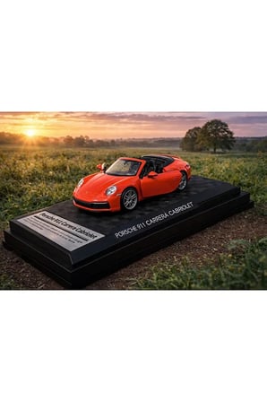 Porsche 911 Carrera Cabriolet Diecast Model Araba 1:26 Ölçek Standlı Özel Araba Turuncu