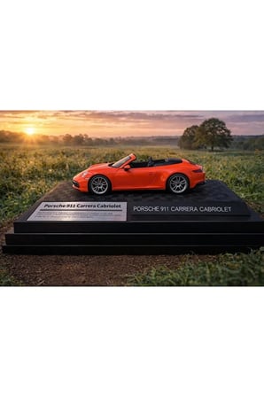 Porsche 911 Carrera Cabriolet Diecast Model Araba 1:26 Ölçek Standlı Özel Araba Turuncu