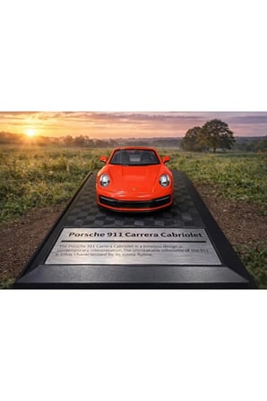 Porsche 911 Carrera Cabriolet Diecast Model Araba 1:26 Ölçek Standlı Özel Araba Turuncu