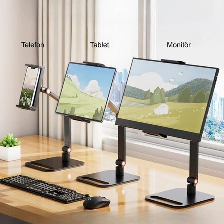 Monitör Tablet iPad Telefon Tutucu 12-16 İnç Universal Metal 360° Derece Döner Stand