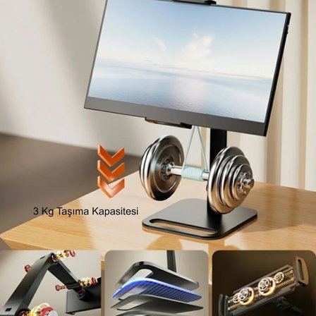 Monitör Tablet iPad Telefon Tutucu 12-16 İnç Universal Metal 360° Derece Döner Stand