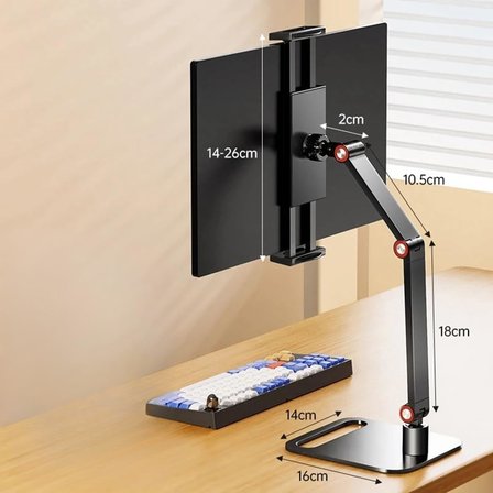 Monitör Tablet iPad Telefon Tutucu 12-16 İnç Universal Metal 360° Derece Döner Stand