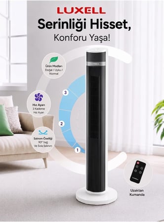 Luxell LXF-260 W Beyaz Kule Vantilatör