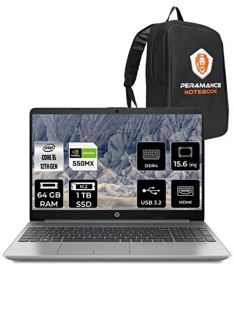 HP 250 G9 i5-1235U 64GB 1TB SSD MX550 15.6'' FHD FDOS 6Q8M7ES & PER4 ÇANTA
