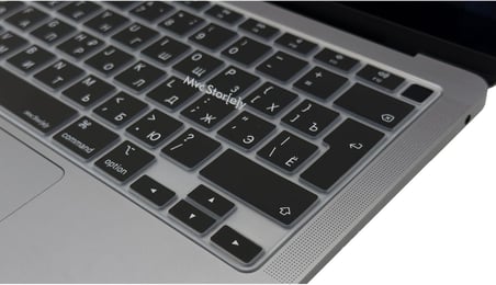 Rusça Klavye Koruyucu MacBook Air 13 A1932 A2179 A2337 M1 Uyumlu | UK ISO Ters L Enter | İnce Silikon Russian Keyboard Cover Siyah