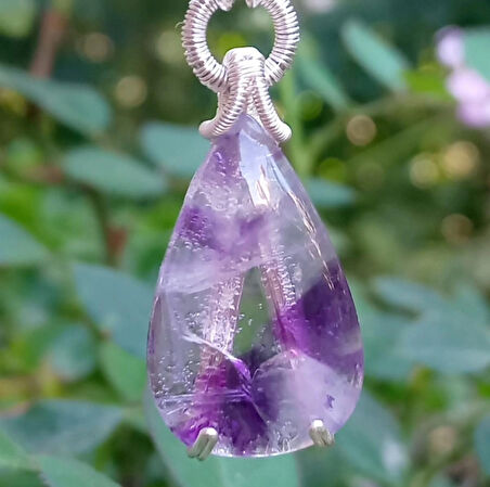  2352 Traphice Ametist Hematit el yapımı kolye