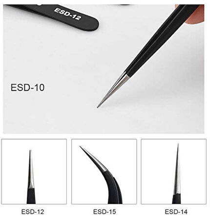 Esd Hassas Elektronik Cımbız Seti Antistatik Çelik Tweezer Set