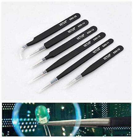 Esd Hassas Elektronik Cımbız Seti Antistatik Çelik Tweezer Set