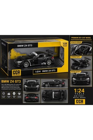 1:24 Ölçek Bmw Z4 GT3 Diecast Model Araba Siyah Açılan Kapılar BMW Z4 Model Araba Standlı Özel Kutuda