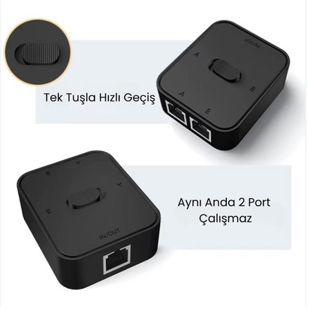 4641 2 Port RJ45 Ethernet Switch Çevirici Çoklayıcı