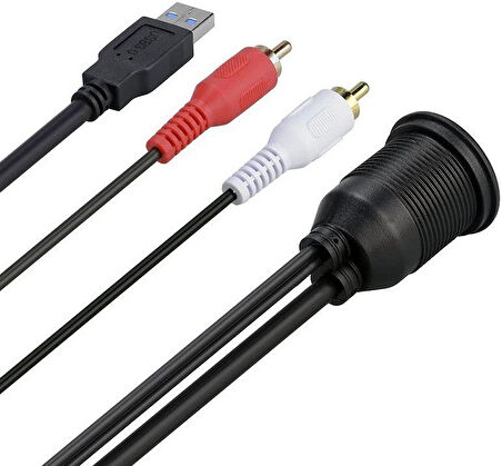 4825 Usb 2Rca 3.5mm Aux Araç İçi Kontrol Paneli Uzatma Ek Kablosu