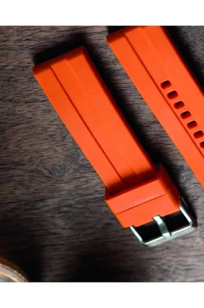 22mm Şeritli Ralli Model Premium Silikon Akıllı Saat Kordonu – Pimli (Quick Release) Sportif Tasarım – Şerit Detaylı Dayanıklı Saat Kordonu - Turuncu